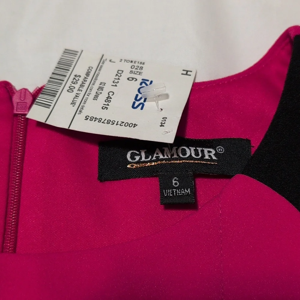 GLAMOUR women's Pink/Black dress. - Picture 3 of 9